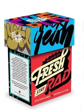 Friends Of Type Keep Fresh Stay Rad Postcard Box Funny Humorous Art Cards 86 Pc